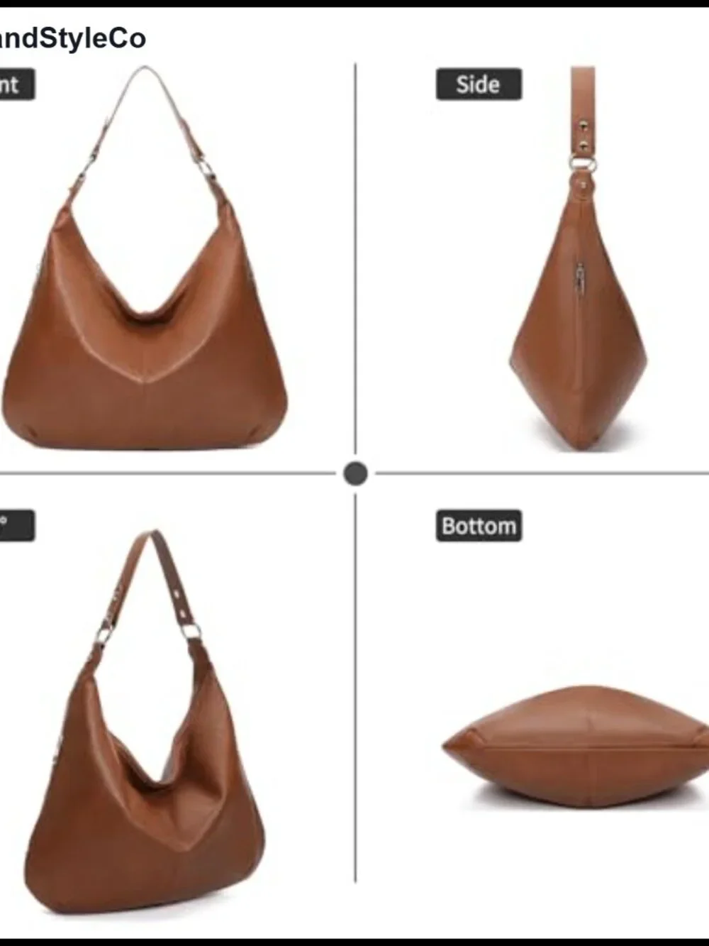 Soft Vegan Leather Hobo Tote Bag Slouchy Shoulder Handbag Everyday Travel Purse